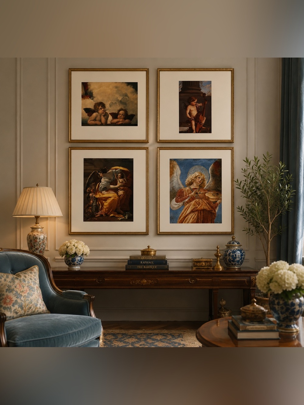 Vintage Angels Art Print Portfolio 4 Prints only 11x14 or 16x20 with Matte